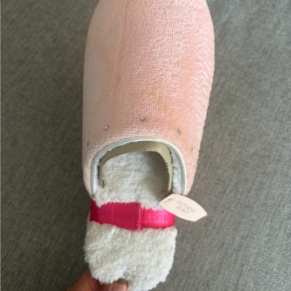 Victoria's Secret Pink and White Furry Slippers